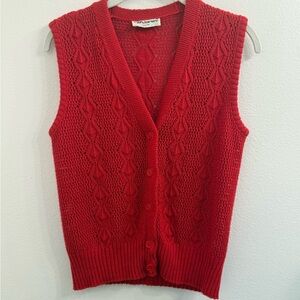 Red Cable Knit Sweater Vest